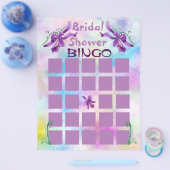 Paarse Waterverf Orchids Vrijgezellenfeest Bingo Flyer (Enkel)