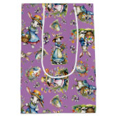 Paarse  Waterverf paashaas Bloemen Medium Cadeauzakje (Achterkant)