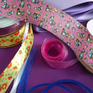 Paarse Waterverf paashaas bloemen Satijnen Lint