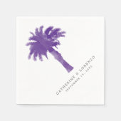Paarse Waterverf palmboom Waterverf receptie Servetten (Voorkant)