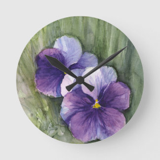Paarse Waterverf Pansies Viola Ronde Klok
