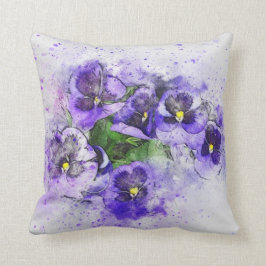 Paarse Waterverf Pansy Kussen