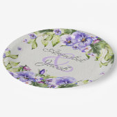  Paarse Waterverf Pansy Wedding Papieren Bordje (Gekanteld)
