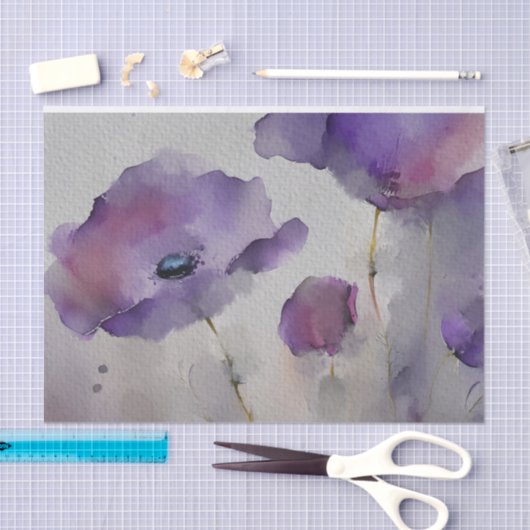 Paarse Waterverf papaver Tissuepapier (Craft)