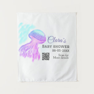 Paarse waterverf pastel kwal baby shower wandkleed