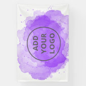 Paarse waterverf penseelstreek uploadt uw logo spandoek (Verticaal)