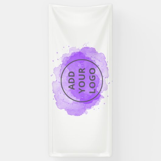 Paarse waterverf penseelstreek uploadt uw logo spandoek (Verticaal)