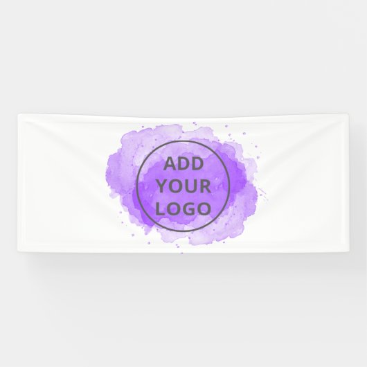 Paarse waterverf penseelstreek uploadt uw logo spandoek (Horizontaal)