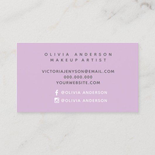 Paarse waterverf penseelstreek uploadt uw logo visitekaartje (Achterkant)