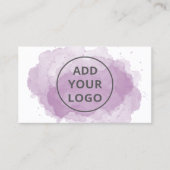Paarse waterverf penseelstreek uploadt uw logo visitekaartje (Voorkant)