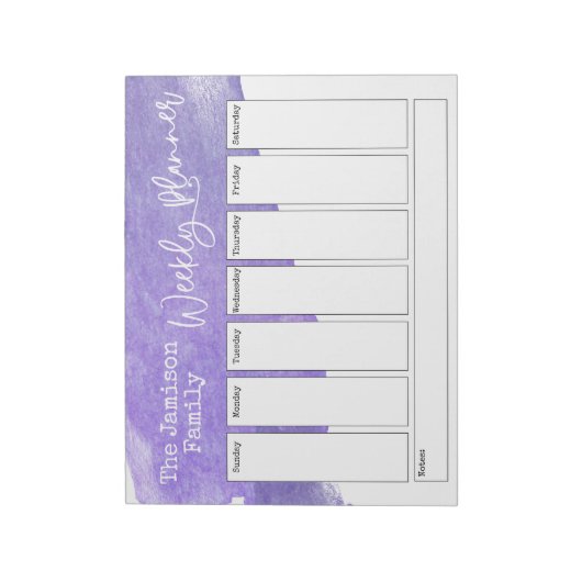 Paarse Waterverf Penseelweekblad Notitieblok (Linkerzijde)