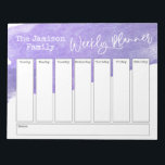 Paarse Waterverf Penseelweekblad Notitieblok<br><div class="desc">In dit leuke ontwerp heb ik de bovenkant van de achtergrond bedekt met een paarse penseelstreek van de waterverf. De uitdrukking "Wekelijkse Planner"werd teruggegeven in een casual handschrijvende doopvont en is geplaatst, als grafisch, bij de bovenkant van de pagina. Gebruik de velden sjabloon om uw gegevens toe te voegen zoals...</div>