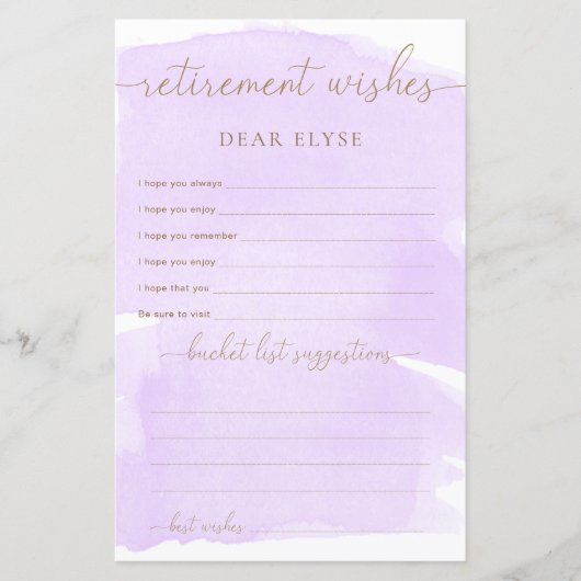 Paarse Waterverf pensioenwensen (Voorkant)