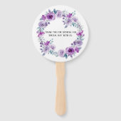 Paarse Waterverf Peonies Eucalyptus Weddenschap Handwaaier (Achterkant)