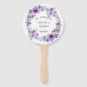 Paarse Waterverf Peonies Eucalyptus Weddenschap Handwaaier (Voorkant)