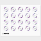 Paarse Waterverf Peonies Wedding Ronde Sticker (Vel)