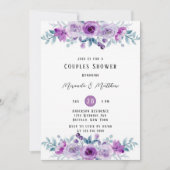 Paarse Waterverf Peony Eucalyptus Couples Shower Kaart (Voorkant)