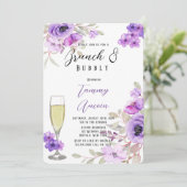 Paarse Waterverf Peony Flowers Brunch & Bubble Kaart (Staand voorkant)