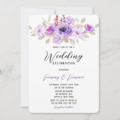 Paarse Waterverf Peony Flowers Wedding Shower IV Kaart (Voorkant)