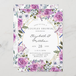 Paarse Waterverf Peony Gold Couples Kaart