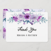 Paarse Waterverf Peony Wedding Dank je kaarten