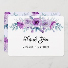 Paarse Waterverf Peony Wedding Dank je kaarten
