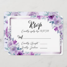 Paarse Waterverf Peony Wedding RSVP-kaarten