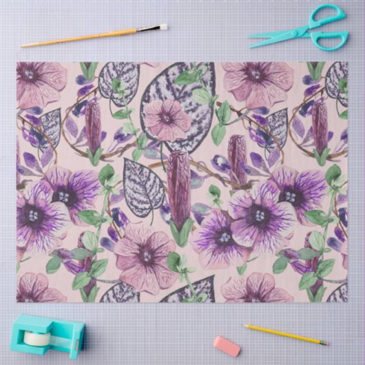 Paarse Waterverf pioenroos floral decoupage Tissuepapier (Craft)