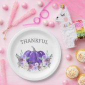 Paarse Waterverf Pompoen Bloemen Papieren Bordje (Feest)