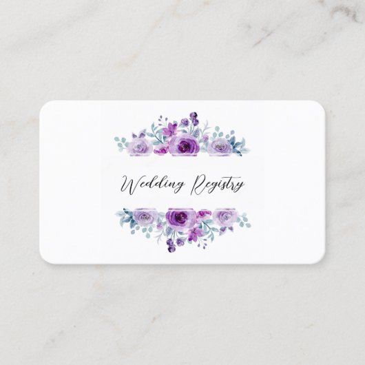 Paarse Waterverf Ponies Wedding Registry Visitekaartje (Voorkant)