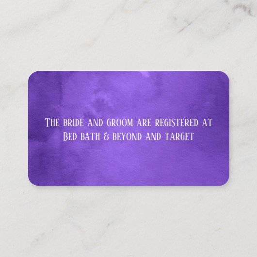 Paarse Waterverf Ponies Wedding Registry Visitekaartje (Achterkant)