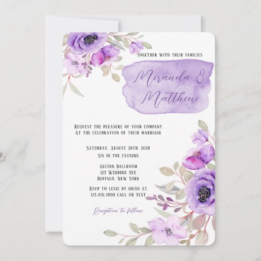 Paarse Waterverf pony's bloedig in één keer Kaart (Voorkant)