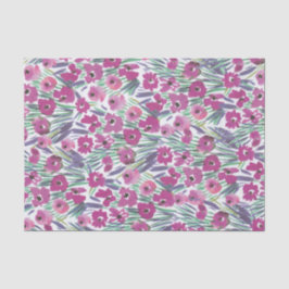 Paarse Waterverf Poppy Floral collage van bloemen Tissuepapier