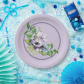Paarse Waterverf Poppy Floral Papieren Bordje (Feest)