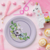 Paarse Waterverf Poppy Floral Papieren Bordje (Feest)