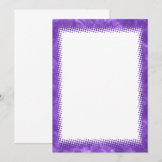 Paarse Waterverf Rand Blanco Aangepaste tekst Kaart (Voorkant / Achterkant)