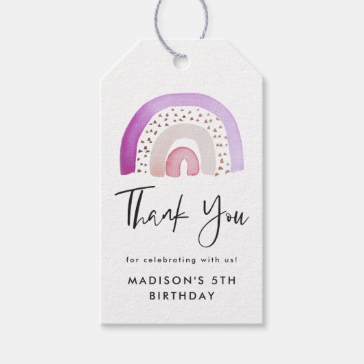 Paarse Waterverf regenboogdag Cadeaulabel (Voorkant)