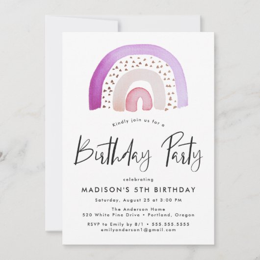 Paarse Waterverf regenboogdag Kaart (Voorkant)