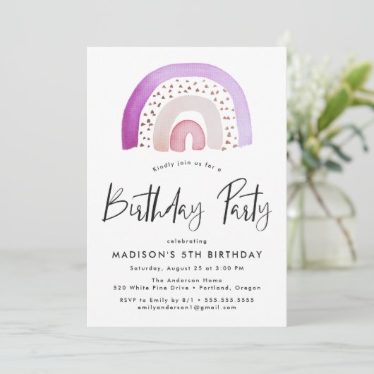 Paarse Waterverf regenboogdag Kaart (Staand voorkant)