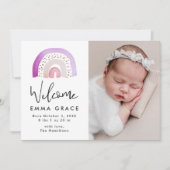 Paarse Waterverf regenbooggeboorte Aankondiging (Voorkant)