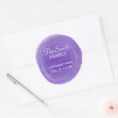 Paarse Waterverf retouradres Ronde Sticker (Envelop)
