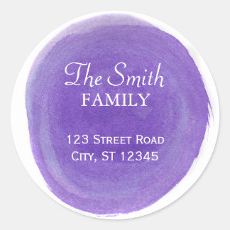 Paarse Waterverf retouradres Ronde Sticker