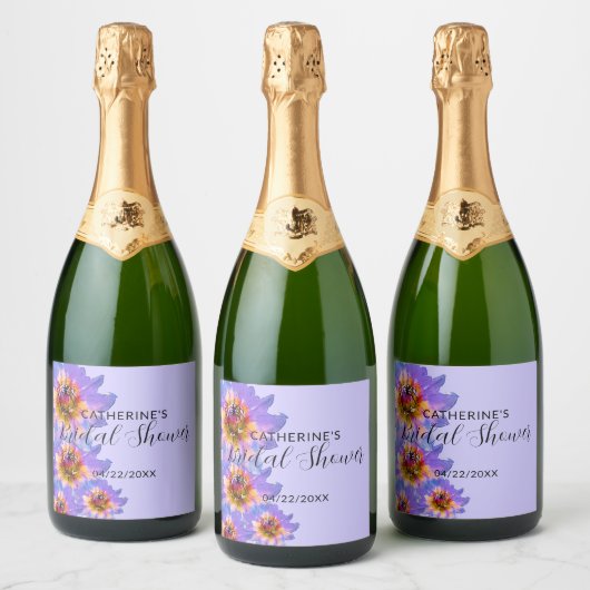 Paarse Waterverf - Romantisch Vrijgezellenfeest Sparkling Wijnetiket (Flessen)