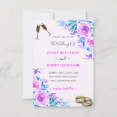 Paarse Waterverf Roos bruiloft uitnodiging Sjabloo (Voorkant)