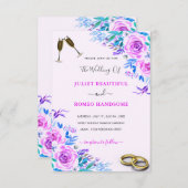 Paarse Waterverf Roos bruiloft uitnodiging Sjabloo (Voorkant / Achterkant)