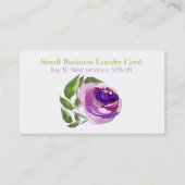 Paarse Waterverf Roos Business Loyalty Punch Kaart Afsprakenkaartje (Voorkant)