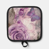 Paarse Waterverf Roos en vlinder Pannenlap (Voorkant)