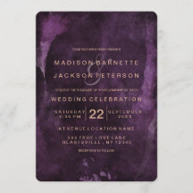 Paarse Waterverf Roos gouden bruiloft uitnodiginge
