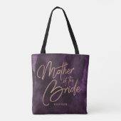 Paarse Waterverf Roos Gouden Moeder van de Bruid Tote Bag (Achterkant)