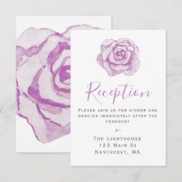 Paarse Waterverf Roos | Trouwreceptie Insteekkaart Kaart